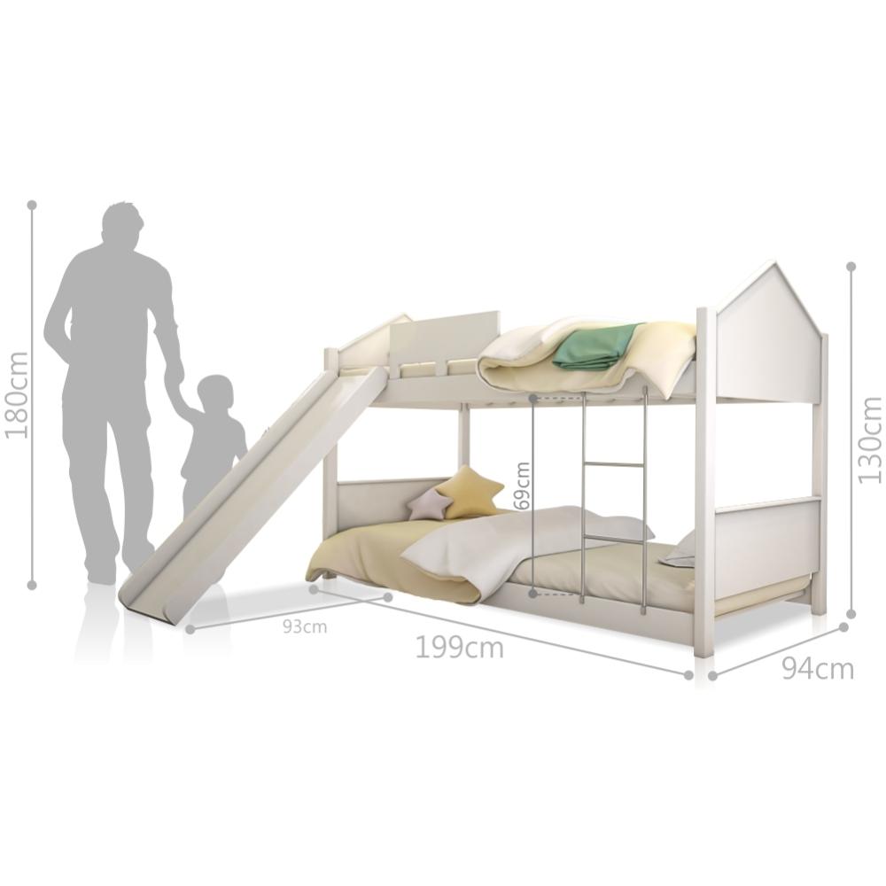 Beliche Solteiro com Escorregador Exclusiva Casinha - Branco