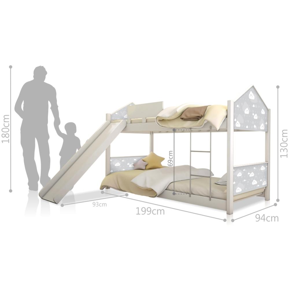 Beliche Solteiro com Escorregador Exclusiva Casinha - Cinza