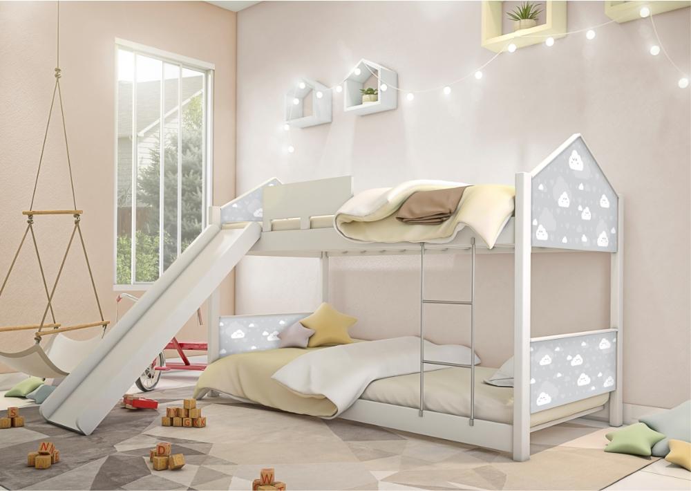 Beliche Solteiro com Escorregador Exclusiva Casinha - Cinza