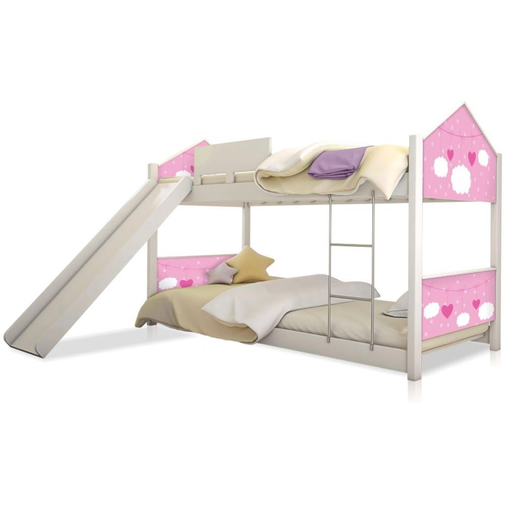 Beliche Solteiro com Escorregador Exclusiva Casinha - Rosa