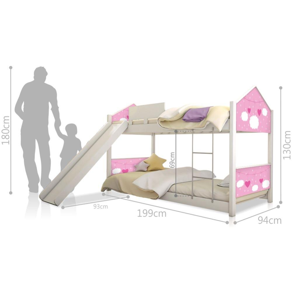 Beliche Solteiro com Escorregador Exclusiva Casinha - Rosa