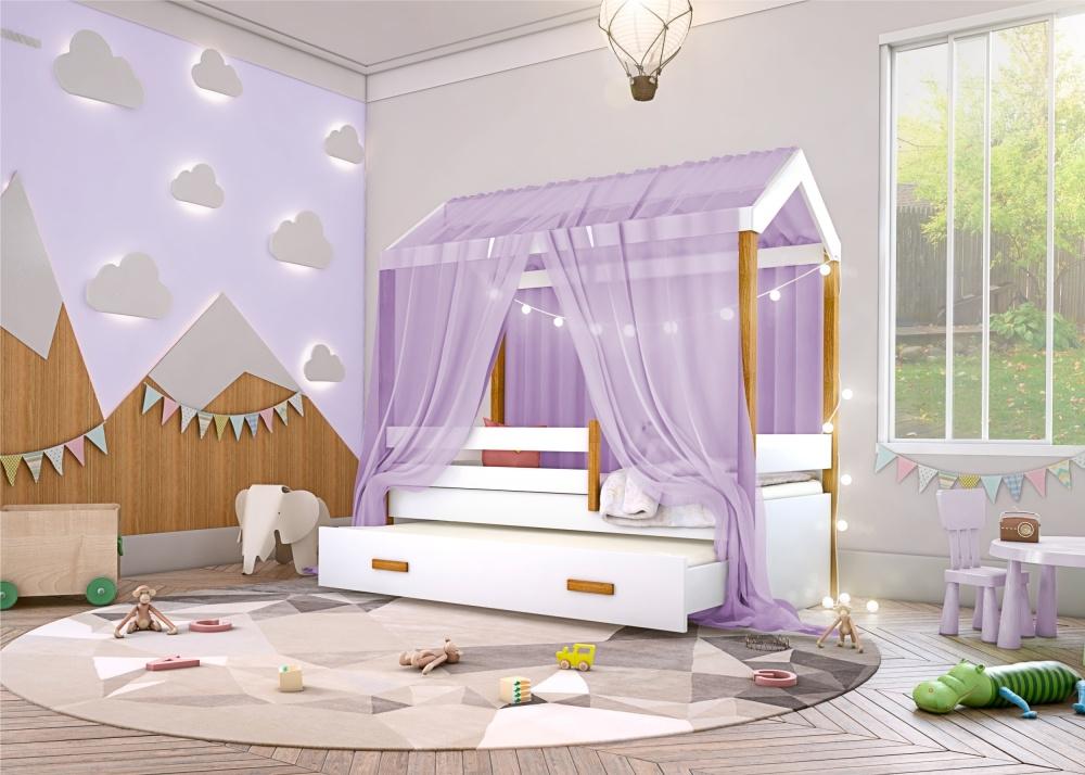 Bicama Montessori Exclusiv Solteiro Fio de Luz e Voal - Lilás