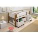 Cama Alta Juvenil Paty com Nichos Branco e Mel com Colchão