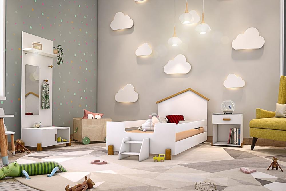 Cama Ayla Solteiro Branco/Mel Com Colchão - Divaloto
