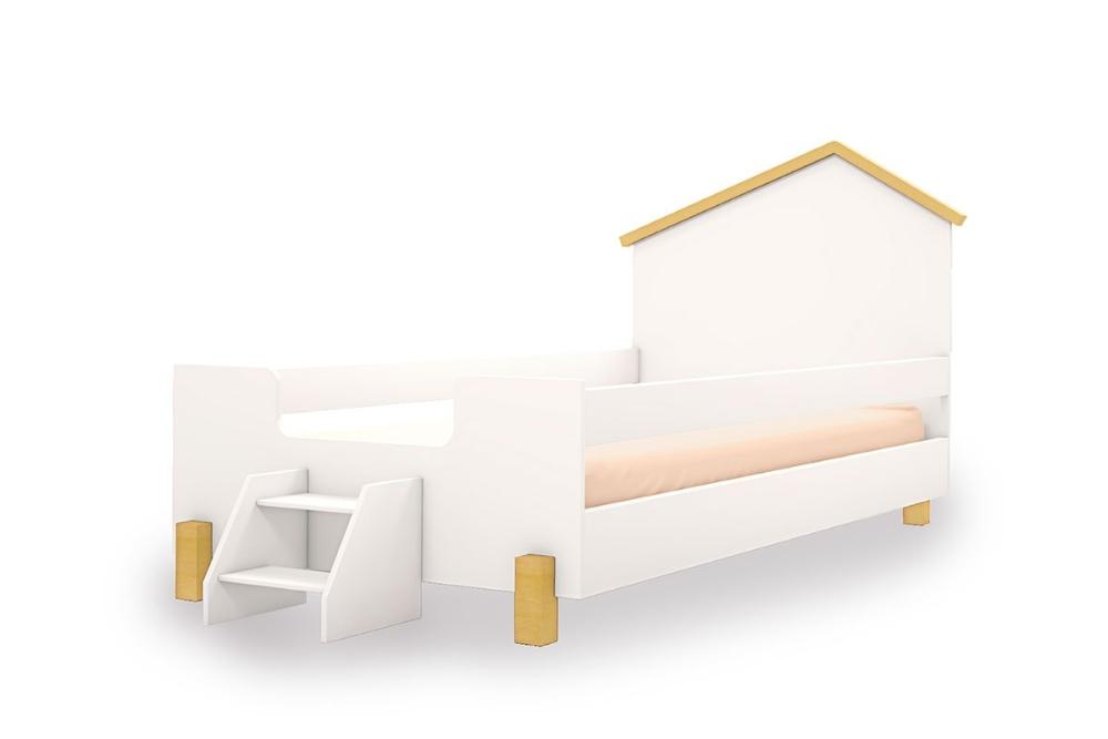 Cama Ayla Solteiro Branco/Mel Com Colchão - Divaloto
