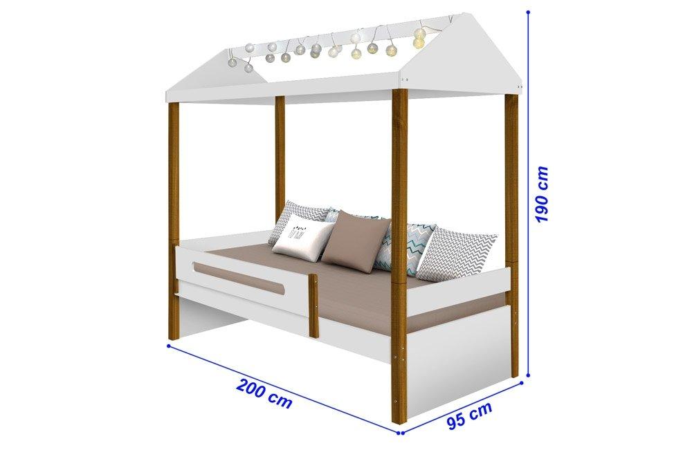 Cama Casa Sara Branca Com Cordão De Luzes Led
