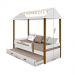 Cama Casa Sara Branca com Cama Auxiliar com 2 colchões e LED