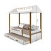 Cama Casa Sara Branca com Cordão de Luzes LED e Cama Auxiliar com 2 colchões