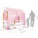 Cama Casinha Montessoriana Solteiro com Auxiliar e Voal Rosa