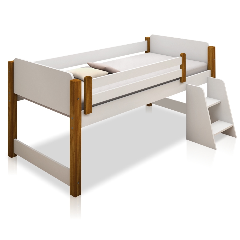 Cama Elevada Solteiro Lari com Nichos e Colchão