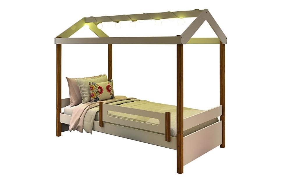 Cama Eliz Branca com LED e Colchão - Divaloto