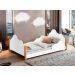 Cama Infantil Nuvem Com Grade De Proteção Cristal Branco Com 2 Luminárias E Colchão - Divaloto