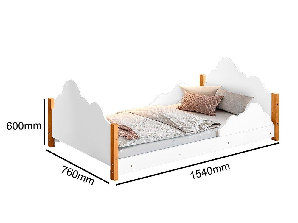 Cama Infantil Nuvem Com Grade De Proteção Cristal Branco Com 2 Luminárias E Colchão - Divaloto