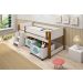 Cama Juvenil Paty Branco com Mel com Baú Adesivado Filhote Azul