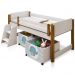 Cama Juvenil Paty Branco com Mel com Baú Adesivado Filhote Azul
