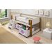 Cama Juvenil Paty Branco com Mel com Baú Adesivado Filhote Lilas