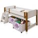 Cama Juvenil Paty Branco com Mel com Baú Adesivado Filhote Lilas
