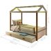 Cama Montessori Cabana com Fio de Luz e Auxiliar Branco Mel