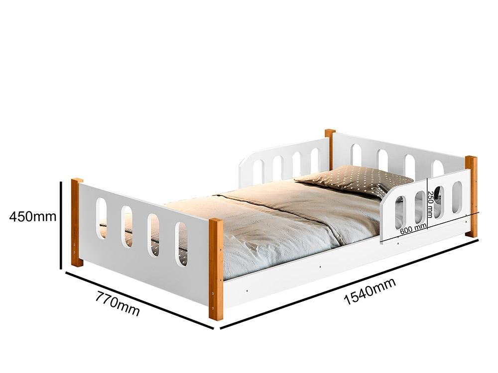 Cama Montessoriana Infantil Com Grade De Proteção Camila Branco Com 2 Luminárias - Divaloto