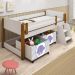 Cama Naty Branco/Mel Com 2 Nichos Adesivadas Filhote Lilas  E Escadinha