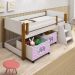 Cama Naty Branco/Mel Com 2 Nichos Adesivadas Rosa E Escadinha