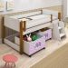 Cama Naty Branco/Mel Com 2 Nichos Adesivadas Rosa E Escadinha