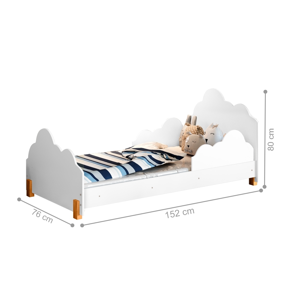 Cama Princesa Celeste Branca com Colchão e 2 Luminárias Soninho