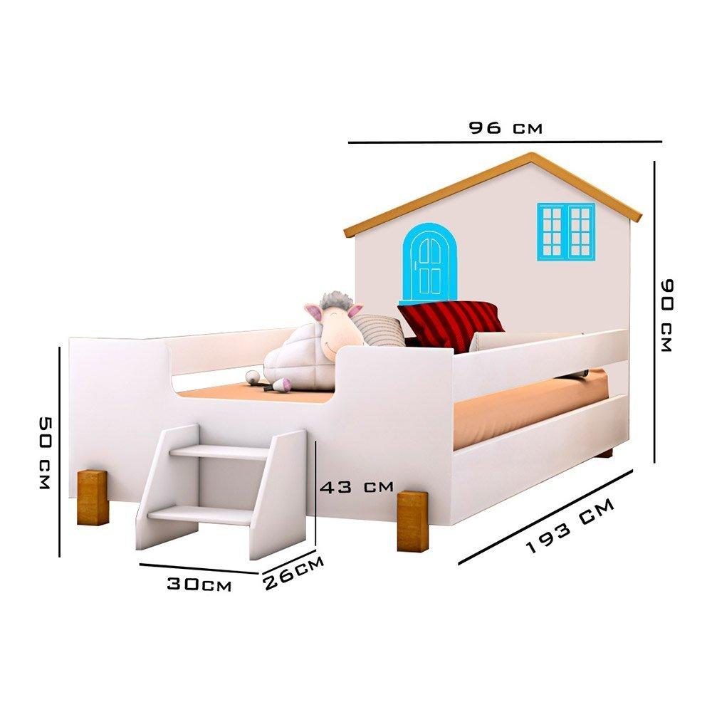 Cama Solteiro Belíssima Branca e Azul com Colchão Divaloto