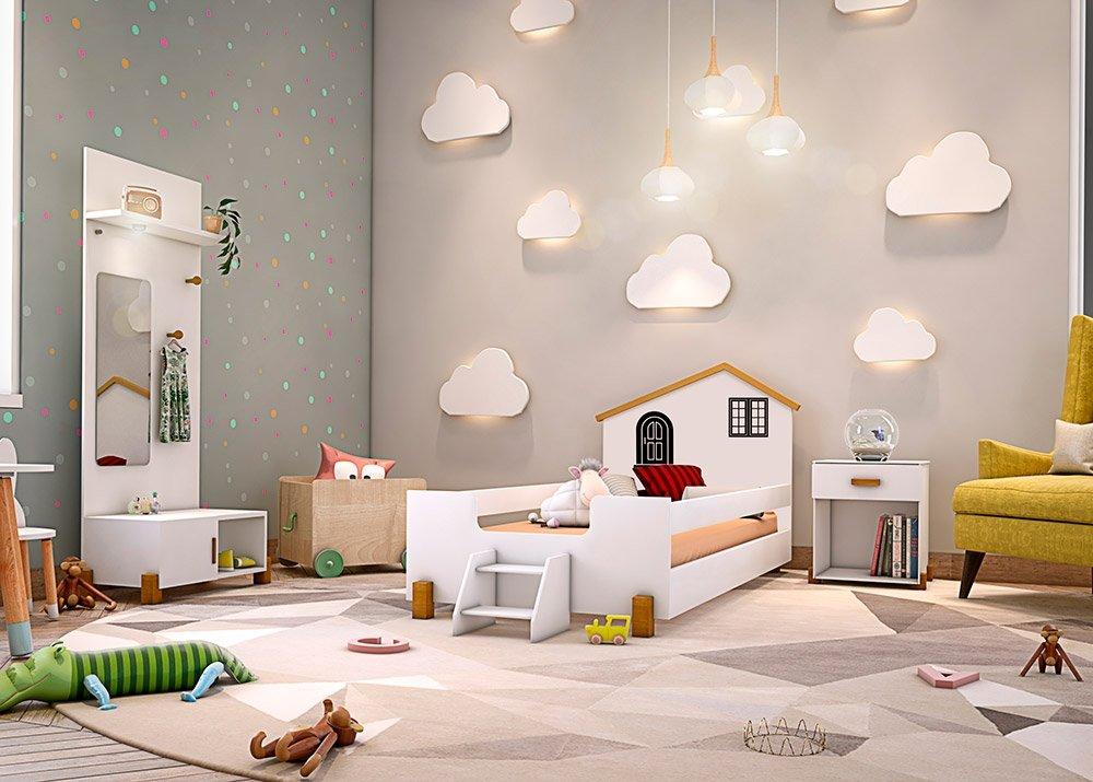 Cama Solteiro Casinha Belíssima Branca e Preta Divaloto