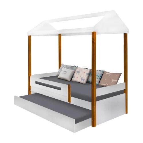 Cama Solteiro Sara Branca Com Cama Auxiliar