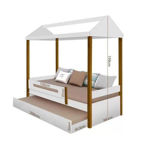 Cama Solteiro Sara Branca Com Cama Auxiliar E Led
