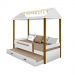 Cama Solteiro Sara Branca Com Cama Auxiliar E Led Com Colchão