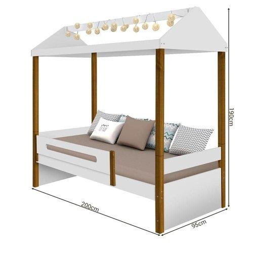 Cama Solteiro Sara Branco Com Led E Colchão