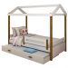 Cama com Auxiliar Montessori Cabana Solteiro Branco e Mel