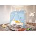 Cama de Solteiro Poppy Branco com Voal Azul e LED
