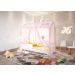 Cama de Solteiro Poppy Branco com Voal Rosa e LED