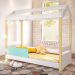 Cama de Solteiro Poppy Branco/Menta com Colchão e LED