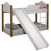 Mini Beliche Clean Branco e Mel com Colchões e Escorrega