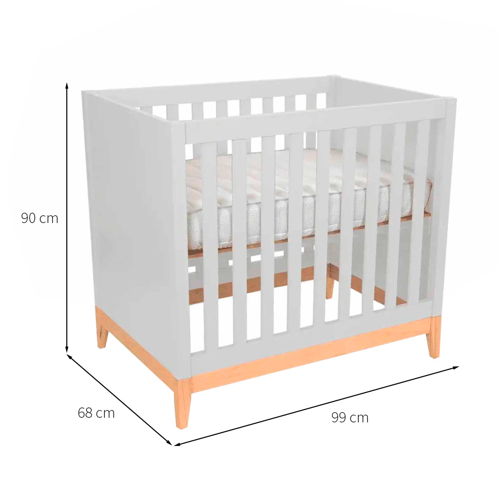 Berço Minicama Amor Perfeito II Branco e Pinus