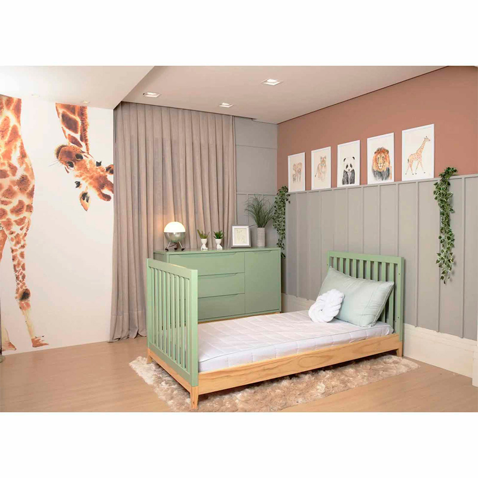 Berço Minicama Amor Perfeito II Verde e Pinus