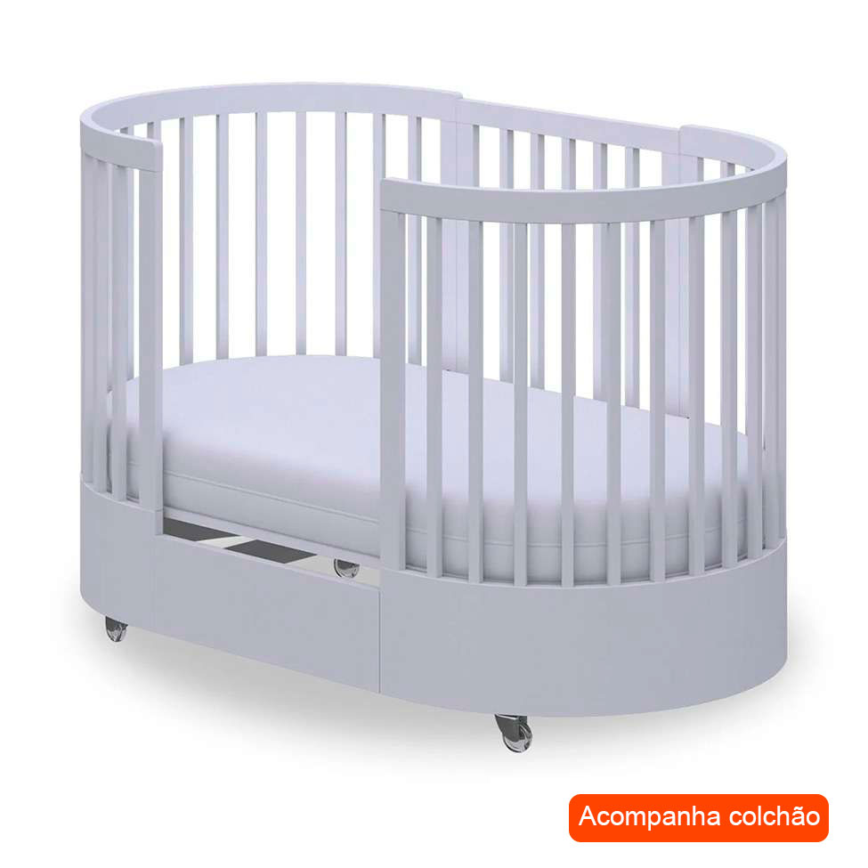 Berço Multifuncional com Colchão Wave Branco