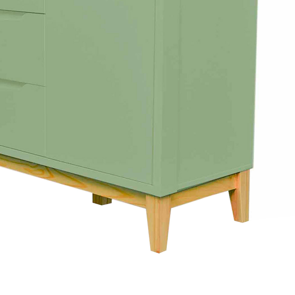 Cômoda Infantil Amor Perfeito 1 PT 3 GV Verde e Pinus