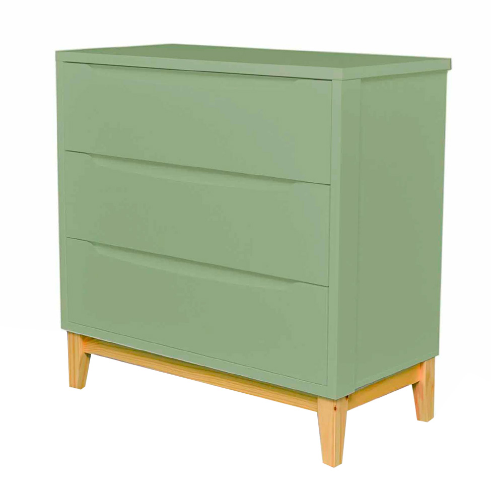 Cômoda Infantil Amor Perfeito 3 GV Verde e Pinus