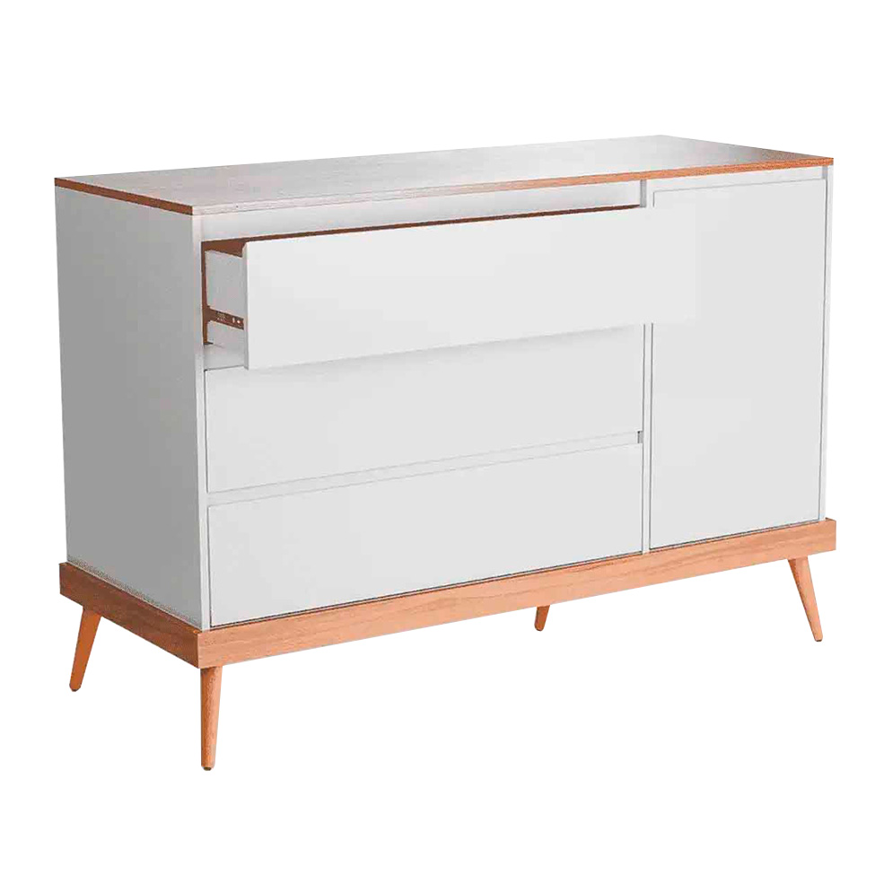 Cômoda Infantil Canção de Ninar 1 PT 3 GV Branca e Amêndola