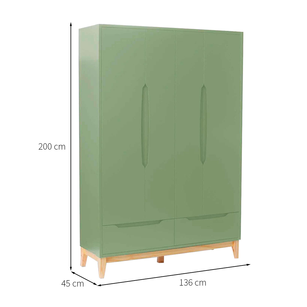 Guarda-Roupa Infantil Amor Perfeito 4 Portas 2 Gavetas Verde