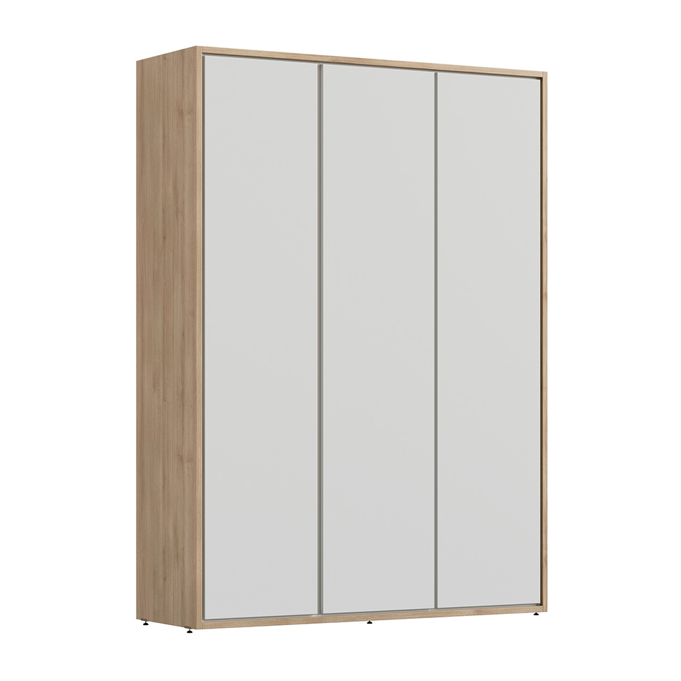Guarda-Roupa Infantil Wood 3 Portas 3 Gavetas Branco e Carvalho Treviso
