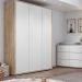 Guarda-Roupa Infantil Wood 3 Portas 3 Gavetas Branco e Carvalho Treviso