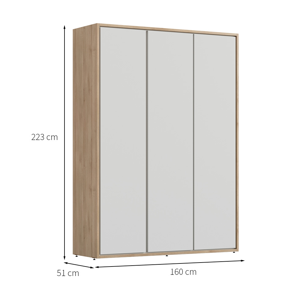 Guarda-Roupa Infantil Wood 3 Portas 3 Gavetas Branco e Carvalho Treviso