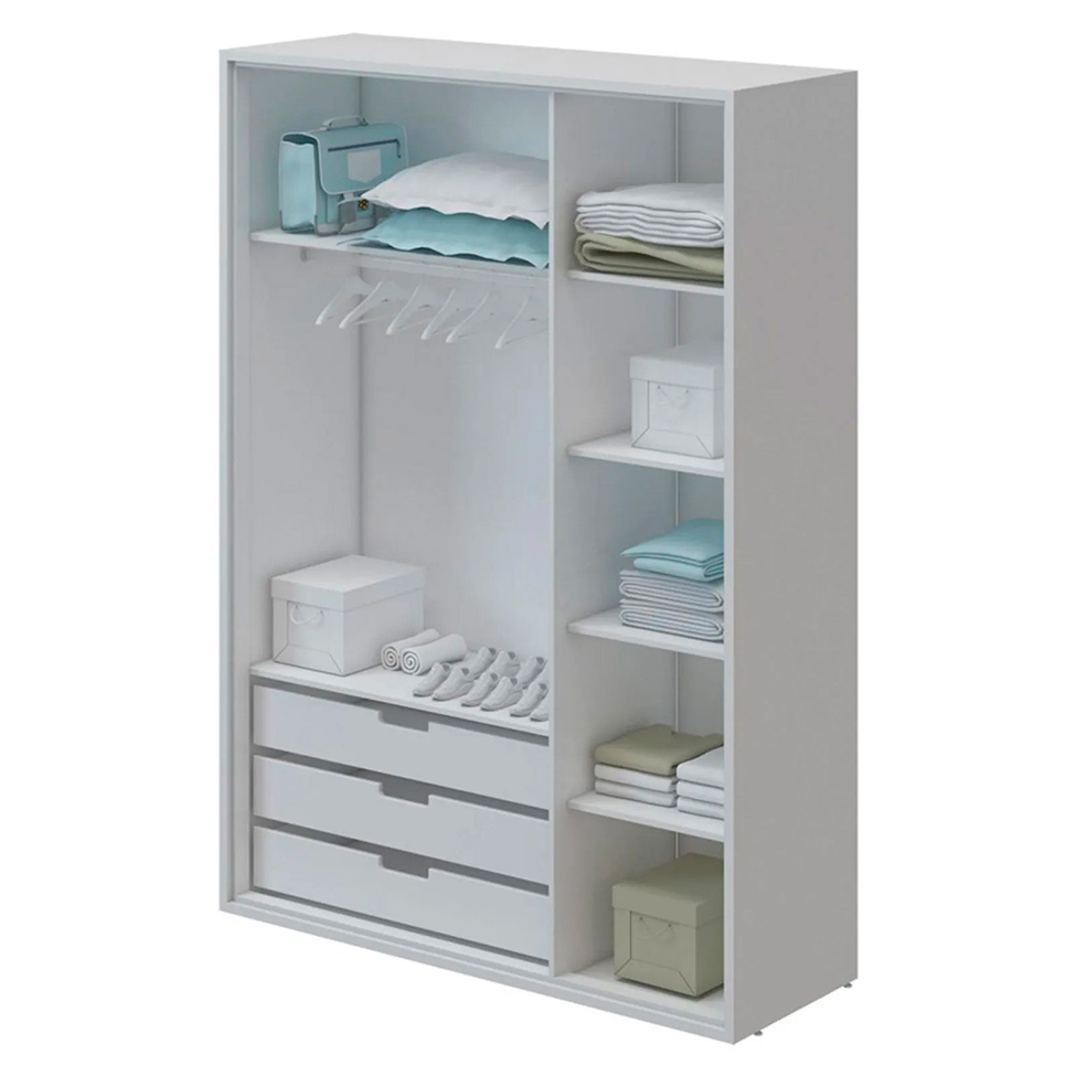 Guarda-Roupa Infantil Wood 3 Portas 3 Gavetas Branco e Carvalho Treviso