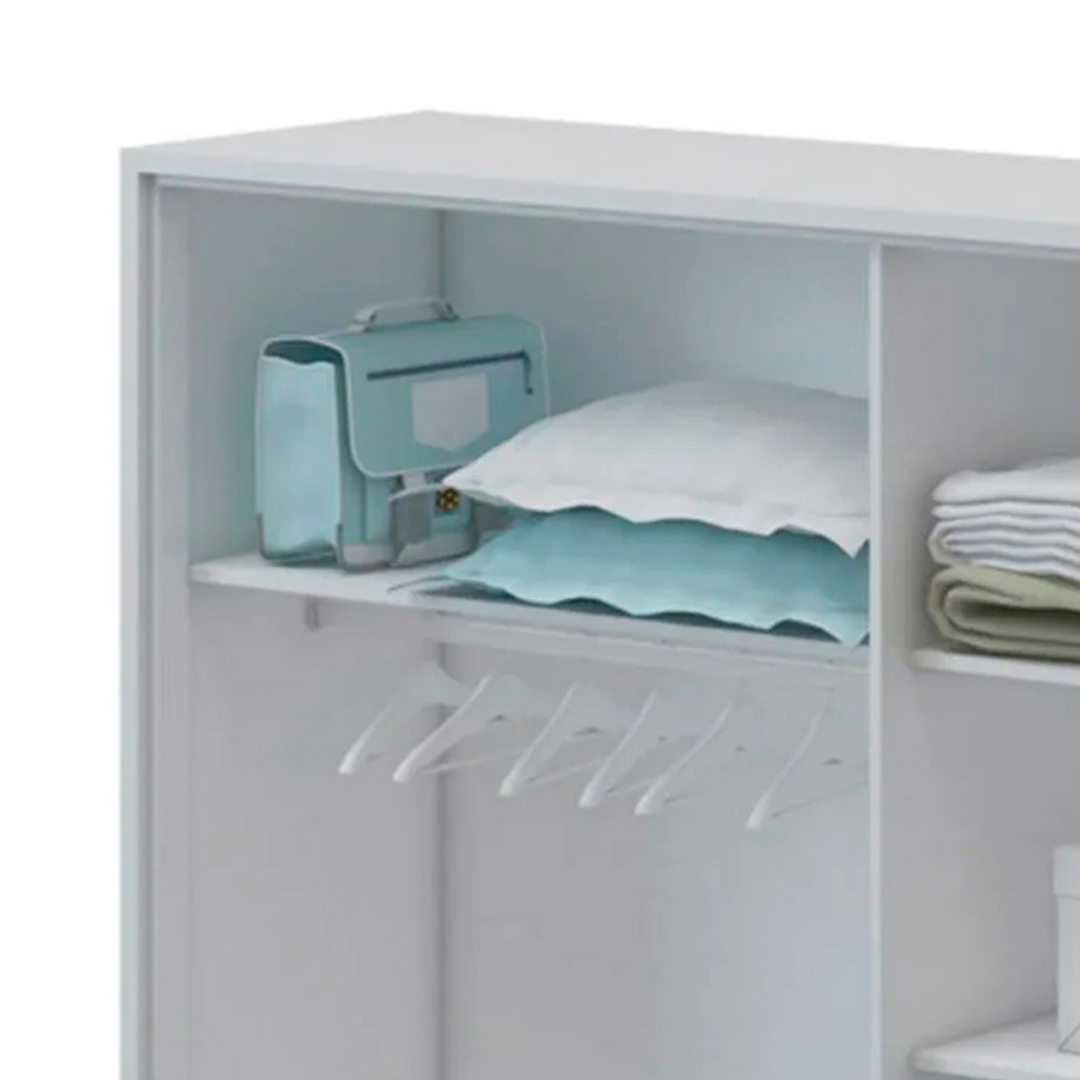 Guarda-Roupa Infantil Wood 3 Portas 3 Gavetas Branco e Carvalho Treviso